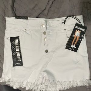 High rise white shorts